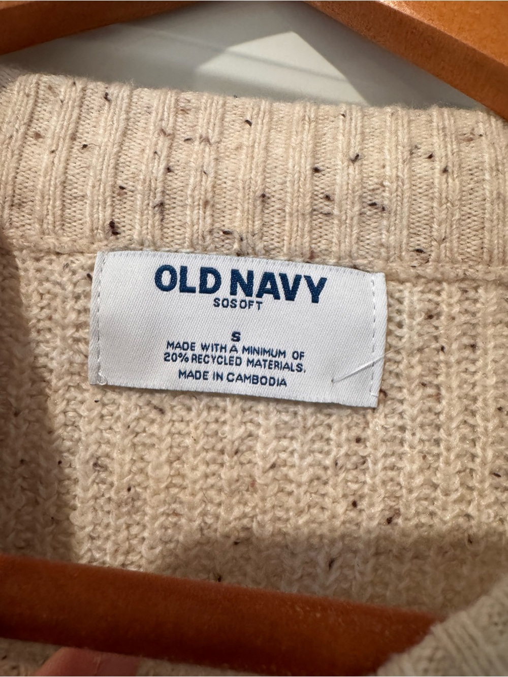 Old Navy Cream Speckled Crewneck Pullover - Picture 2 of 4